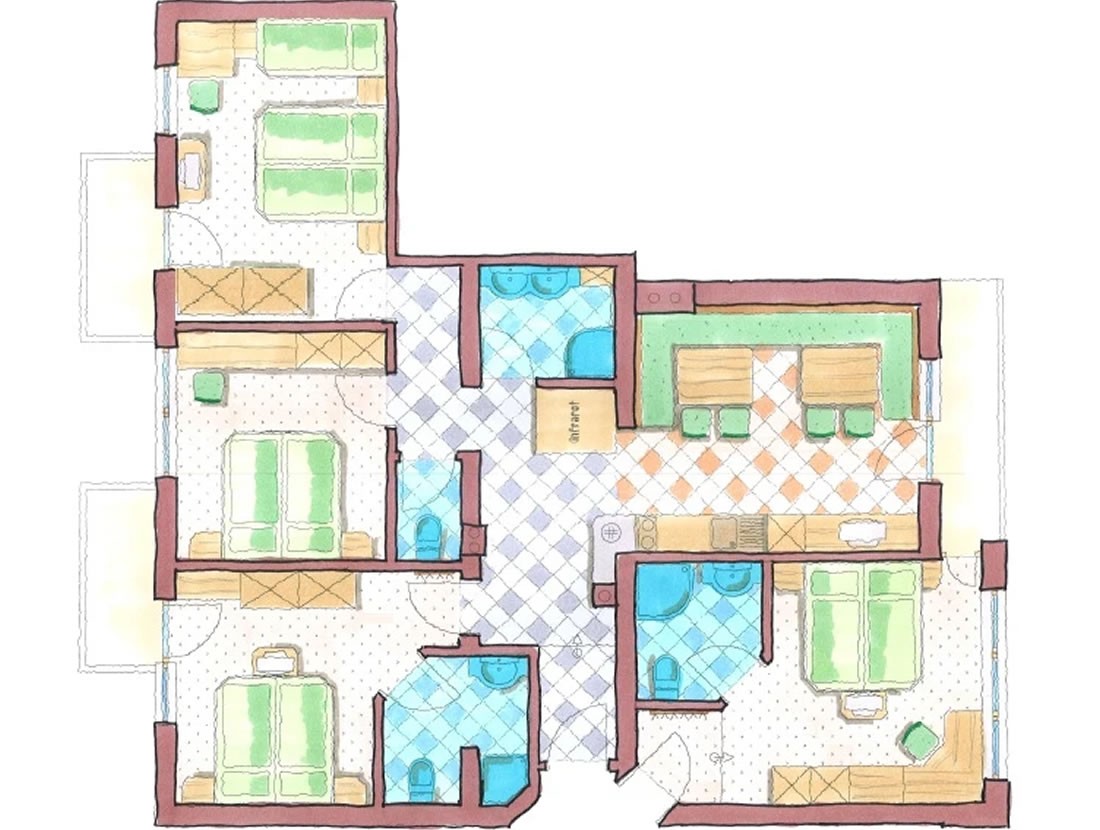 Skizze für Appartement Fuchs mit 4 Schlafzimmern